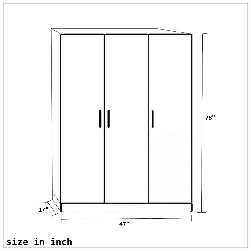 3 Door Wardrobe-size