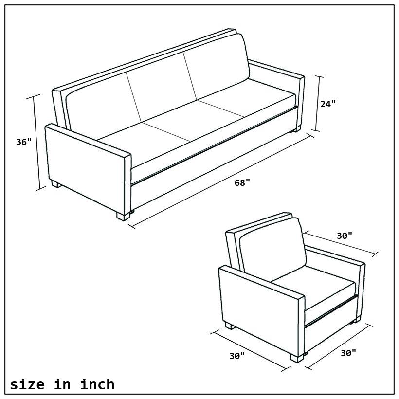 BOX Cover 5 Seat Sofa Set 3+1+1-size