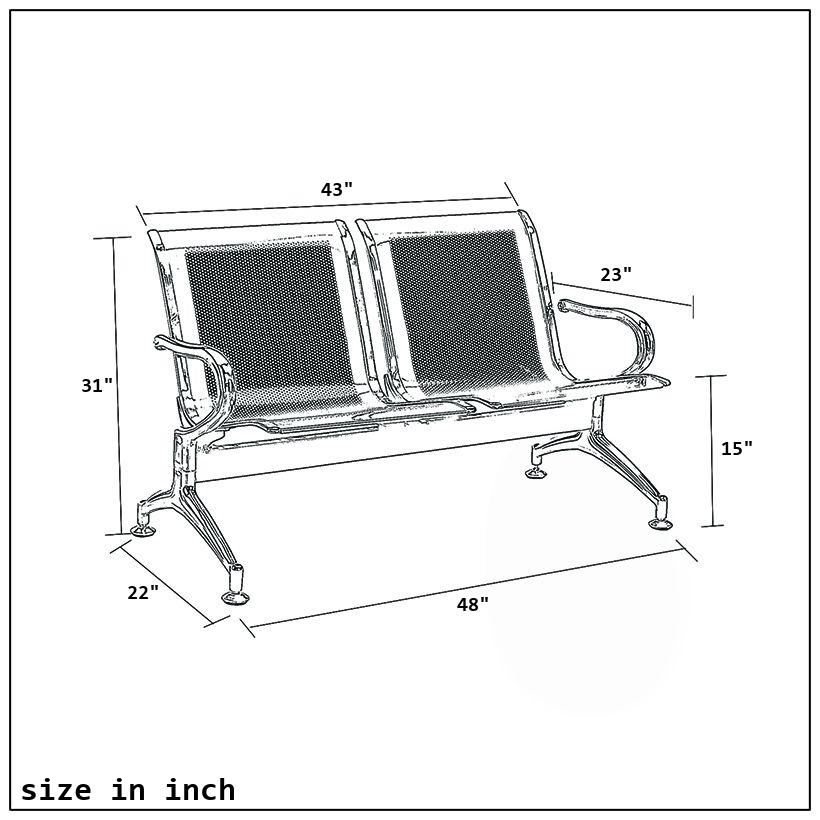 Two Seater Airport Chair (19kg)-size