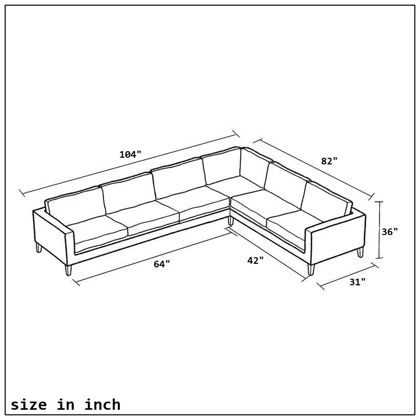 De-Corner EL 5 Seat Corner Sofa Set 2+2+1+C with Panel-size